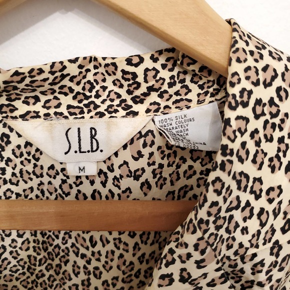Vintage | S.L.B. Silk Leopard Boxy Top M - Picture 5 of 7
